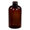 6 oz. Amber PET Squat Boston Round Bottle with 24/410 Neck (Cap Sold Separately)
