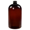 16 oz. Amber PET Squat Boston Round Bottle with 24/410 Neck (Cap Sold Separately)