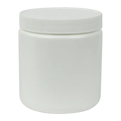 19 oz. White HDPE Wide Mouth Round Jar with 89/400 White Ribbed Cap with F217 Liner