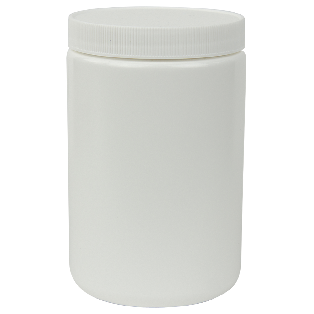 25 oz. White HDPE Wide Mouth Round Jar with 89/400 White Ribbed