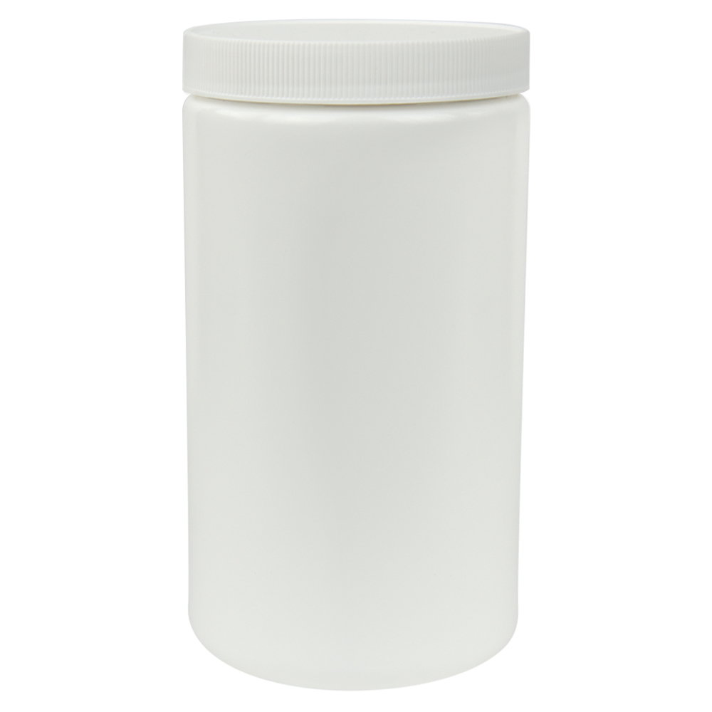 25 oz. White HDPE Wide Mouth Round Jar with 89/400 White Ribbed