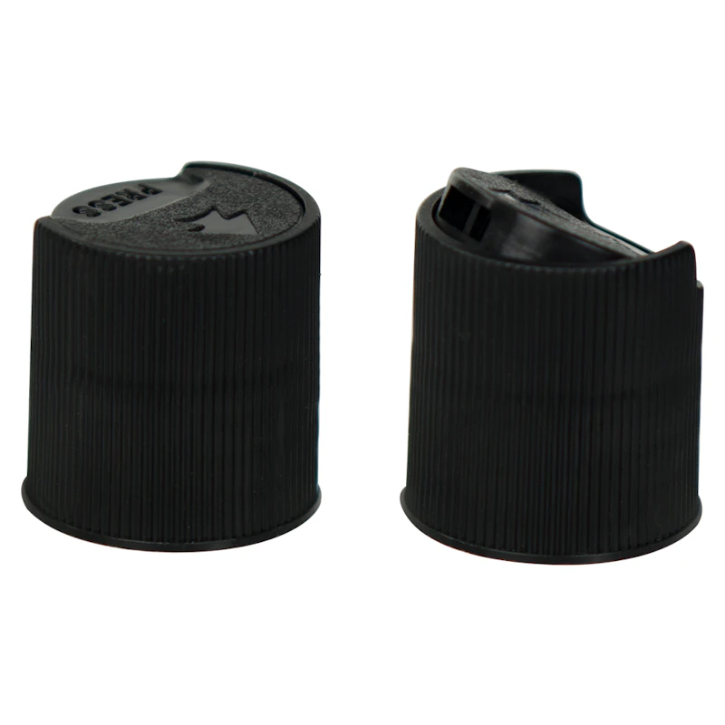 24/410 Black Polypropylene Ribbed Disc-Top Dispensing Cap with 0.312" Orifice