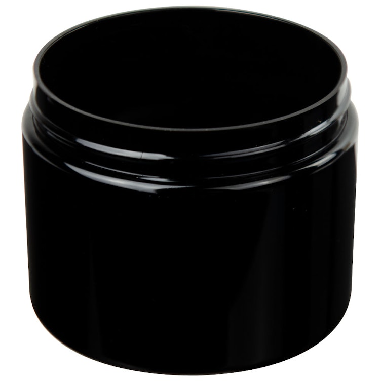 6 oz. Black PET Straight-Sided Round Jar with 70/400 Neck (Cap Sold ...