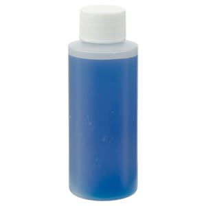 2 oz. Natural HDPE Cylindrical Sample Bottle with 20/410 White Ribbed Cap with F217 Liner