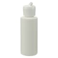 2 oz. White HDPE Cylindrical Sample Bottle with 20/410 White Ribbed Flip-Top Dispensing Cap