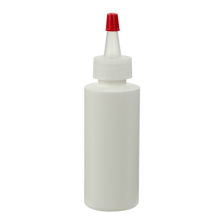 2 oz. White HDPE Cylindrical Sample Bottle with 20/400 Natural Yorker Dispensing Cap