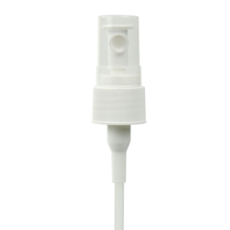 24/410 White Ribbed Finger Sprayer - 7-5/8" Dip Tube & 0.3mL Output