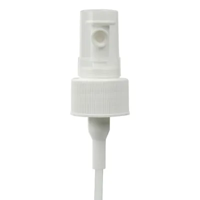 28/410 White Ribbed Finger Sprayer - 7-5/8" Dip Tube & 0.7mL Output