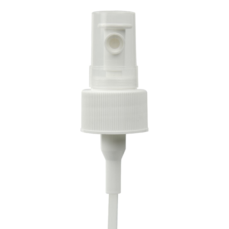 28/410 White Ribbed Finger Sprayer - 7-5/8" Dip Tube & 0.7mL Output