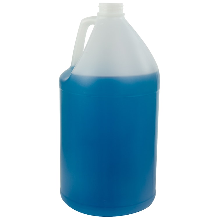 128 oz. Natural Fluorinated HDPE Round Jug with 38/400 Neck (Caps sold separately)