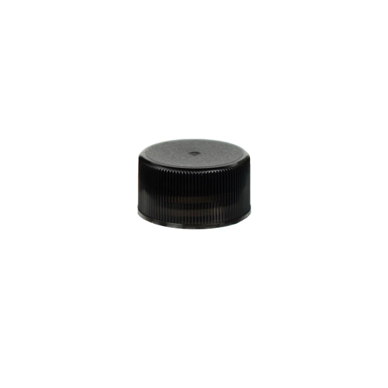 24/414 Black Polypropylene Unlined Ribbed Cap
