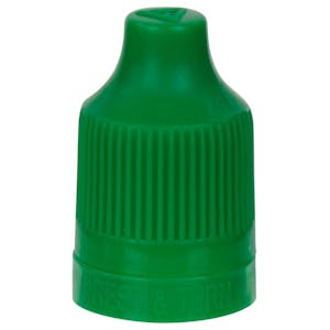 13/415 Green LDPE CRC/TE Cap for 10mL & Larger E-Liquid Bottles