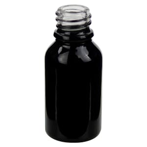 15mL Shiny Black E-Liquid Boston Round Glass Bottle with 18/415 Neck (Cap Sold Separately)