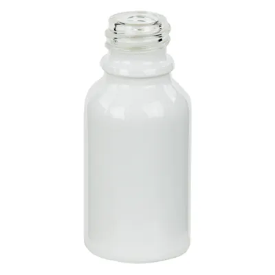 15mL Shiny White E-Liquid Boston Round Glass Bottle with 18/415 Neck (Cap Sold Separately)