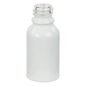 15mL Shiny White E-Liquid Boston Round Glass Bottle with 18/415 Neck (Cap Sold Separately)
