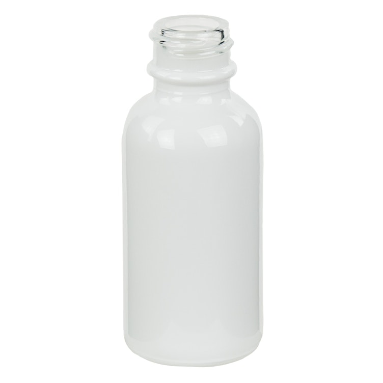 30mL Shiny White E-Liquid Boston Round Glass Bottle with 20/400 Neck (Cap Sold Separately)