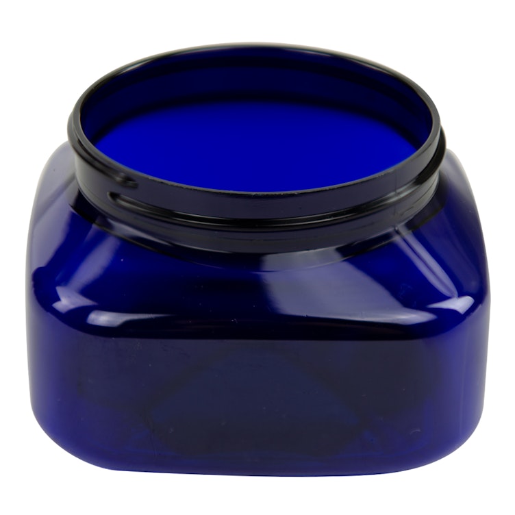 8 oz. Cobalt Blue PET Firenze Square Jar with 70/400 Neck (Cap Sold Separately)