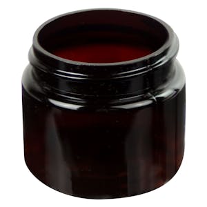 6 oz Amber PET Straight Sided Jar w/ Black Cap