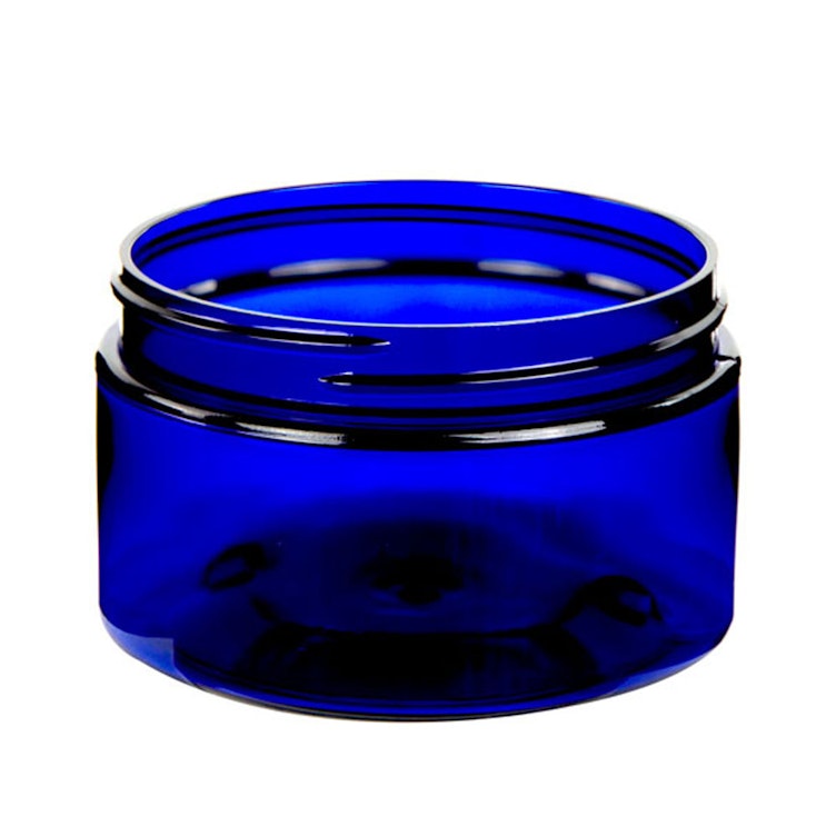 16 oz Blue PET Square Plastic Jar with Black Dome Lid
