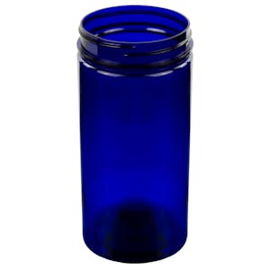 32 oz. Cobalt Blue PET Straight-Sided Round Jar with 89/400 Neck (Cap Sold Separately)