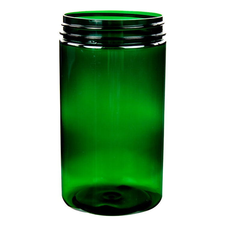 32 oz. Dark Green PET Straight-Sided Round Jar with 89/400 Neck (Cap Sold Separately)