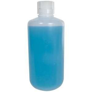 1L Narrow Mouth Round Glass Bottle, Clear With Black Phenolic Pe Cone Liner Cap Cae3f7f524