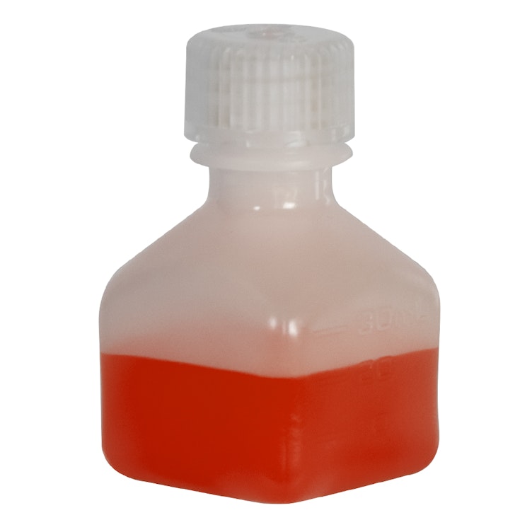 1 oz./30mL Nalgene™ Narrow Mouth Polyethylene Square Bottle with 20mm Cap