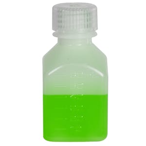 2 oz./60mL Nalgene™ Narrow Mouth Polyethylene Square Bottle with 24mm Cap