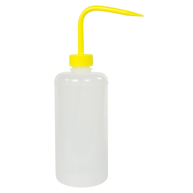 500mL Scienceware® Narrow Mouth Wash Bottle with Yellow Dispensing Nozzle