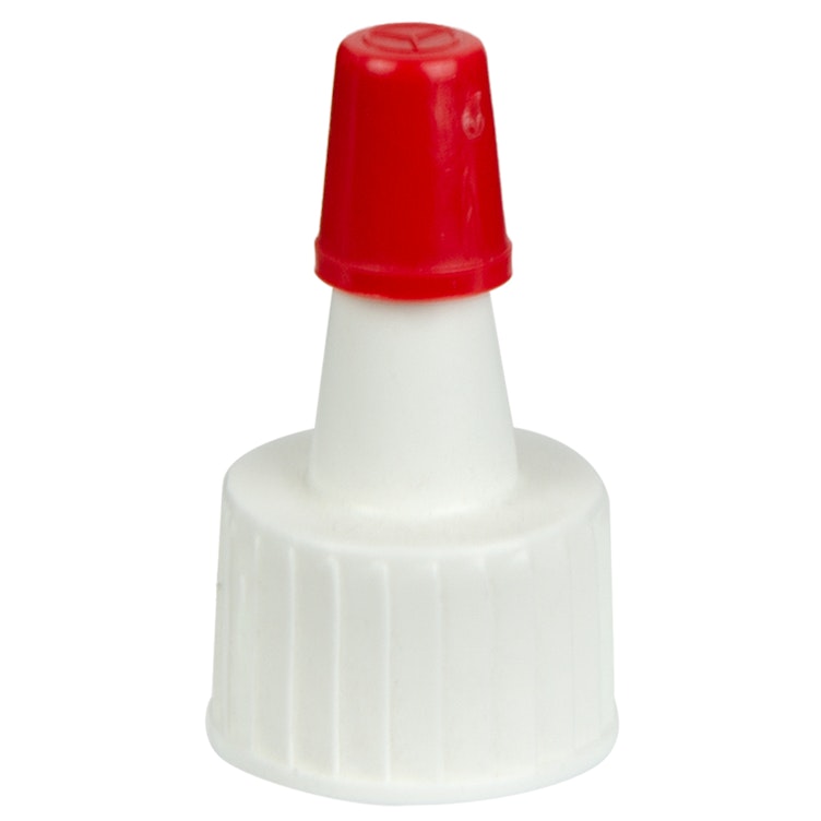 24/410 White Yorker Spout Dispensing Cap with Regular Red Tip
