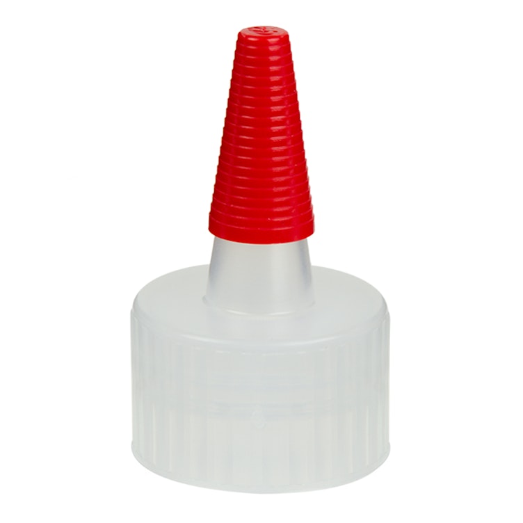 28/410 Natural Yorker Spout Cap with Long Red Tip