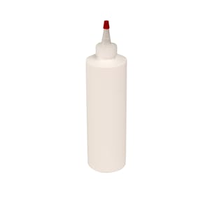12 oz. White HDPE Cylindrical Sample Bottle with 24/410 White Yorker Dispensing Cap