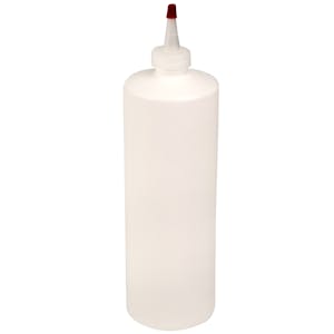 32 oz. White HDPE Cylindrical Sample Bottle with 28/410 White Yorker Dispensing Cap