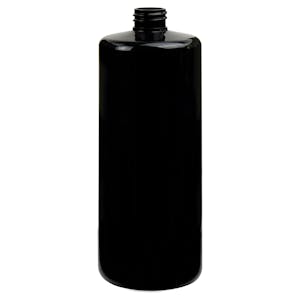 32 oz. Black PET Cylinder Bottle with 28/410 Neck (Cap Sold Separately)
