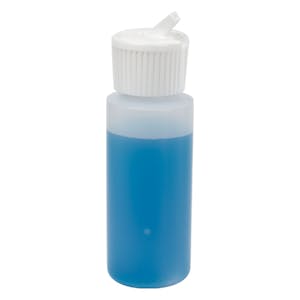 2 oz. Natural HDPE Cylindrical Sample Bottle with 24/410 White Ribbed Flip-Top Cap