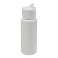 2 oz. White HDPE Cylindrical Sample Bottle with 24/410 White Ribbed Flip-Top Cap