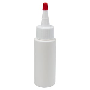 2 oz. White HDPE Cylindrical Sample Bottle with 24/410 White Yorker Dispensing Cap