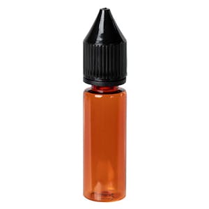 16.5mL Transparent Amber PET Unicorn Bottle with Black CRC/TE Cap