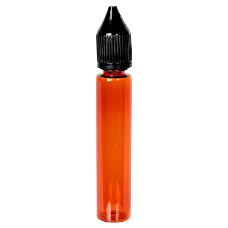 30mL Transparent Amber PET Unicorn Bottle with Black CRC/TE Cap