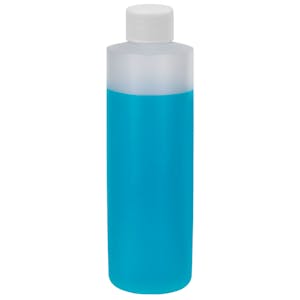 16 oz. Natural HDPE Cylindrical Sample Bottle with 24/410 White Ribbed Cap with F217 Liner