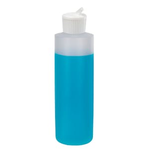 16 oz. Natural HDPE Cylindrical Sample Bottle with 24/410 White Ribbed Flip-Top Dispensing Cap