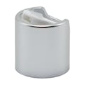 20/410 Brushed Silver & White Polypropylene Dispensing Disc-Top Cap with 0.265" Orifice