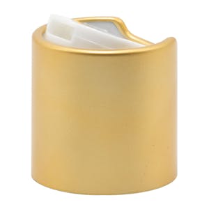 24/410 Brushed Gold & White Polypropylene Disc-Top Dispensing Cap with 0.320" Orifice