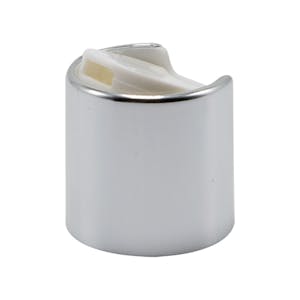 24/410 Silver & White Polypropylene Disc-Top Dispensing Cap with 0.320" Orifice