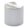 24/410 Brushed Silver & White Polypropylene Dispensing Disc-Top Cap with 0.320" Orifice