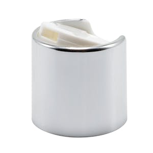 28/410 Silver & White Polypropylene Disc-Top Dispensing Cap with 0.332" Orifice