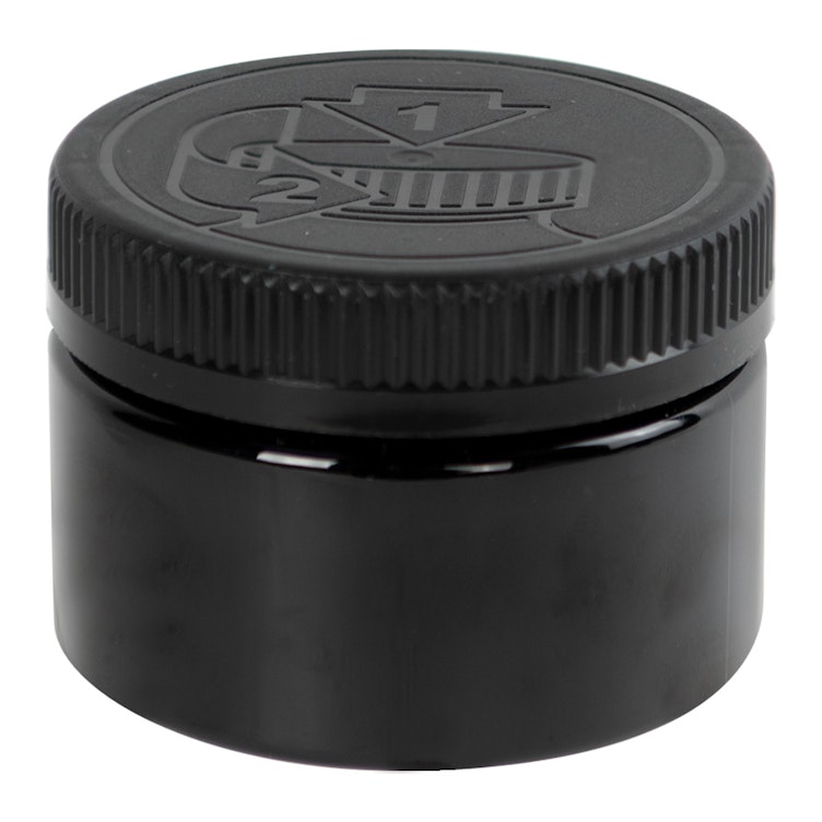 6 oz. Black PET Low Profile Round Jar with 70/400 Black Ribbed CRC Cap ...
