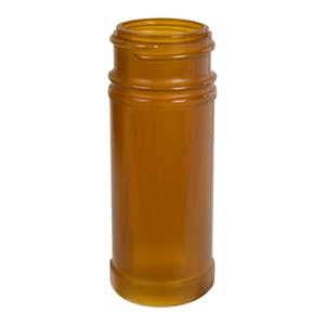 4 oz. Amber Polypropylene Round Spice Jar with 43/485 Neck (Cap Sold Separately)