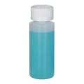 2 oz. Natural HDPE Cylindrical Sample Bottle with 24/400 White Ribbed CRC Cap with F217 Liner