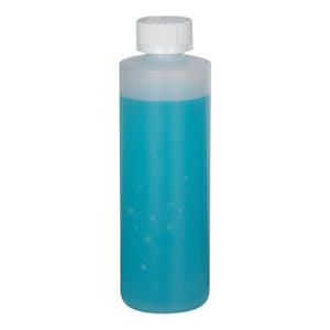 8 oz. Natural HDPE Cylindrical Sample Bottle with 24/400 White Ribbed CRC Cap with F217 Liner